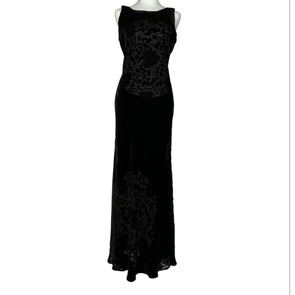 Vintage Betsey Johnson New York Velvet Burnout Maxi Dress W Slip Formal Y2K Long - Picture 2 of 15